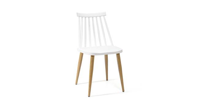 Snowden Dining Chair (White, Plastic & Brown Wooden Finish) by Urban Ladder - Front View Design 1 - 413171