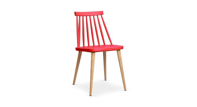 Snowden Dining Chair (Red, Plastic & Brown Wooden Finish) by Urban Ladder - Cross View Design 1 - 413185