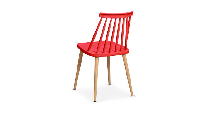 Snowden Dining Chair (Red, Plastic & Brown Wooden Finish) by Urban Ladder - Design 1 Side View - 413200