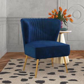 Wing Chair Design Garbo Lounge Chair (Navy Blue, Texture Finish)