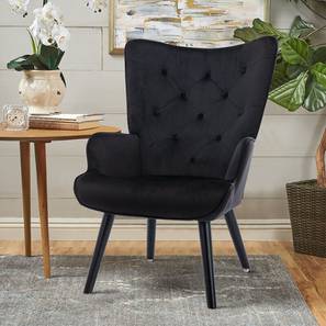 Wing Chair Design Gwen Lounge Chair (Black, Texture Finish)