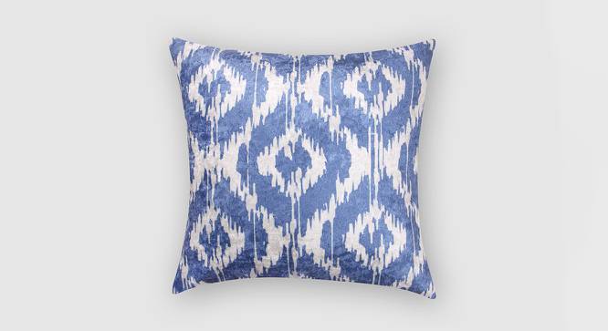 Rhombus Ikkat Cushion Cover (Blue, 30 x 30 cm  (12" X 12") Cushion Size) by Urban Ladder - Front View Design 1 - 413506