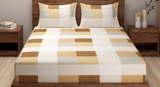 Ayn Bedsheet Set (Beige, Fitted Bedsheet Type, Queen Size) by Urban Ladder - Front View Design 1 - 413795