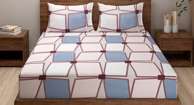 Patinkin Bedsheet Set (Peach, Regular Bedsheet Type, Queen Size) by Urban Ladder - Front View Design 1 - 413823