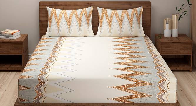 Baccarin Bedsheet Set (Beige, Regular Bedsheet Type, King Size) by Urban Ladder - Front View Design 1 - 413826