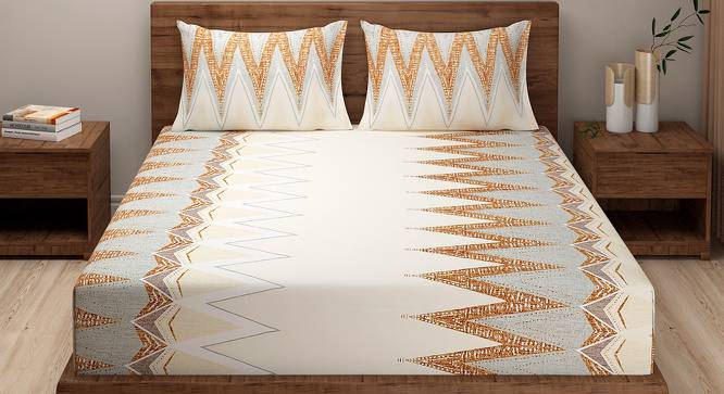Baccarin Bedsheet Set (Beige, Fitted Bedsheet Type, Queen Size) by Urban Ladder - Front View Design 1 - 413827