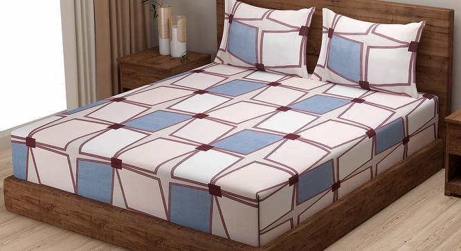 Patinkin Bedsheet Set (Peach, Regular Bedsheet Type, Queen Size) by Urban Ladder - Cross View Design 1 - 413829