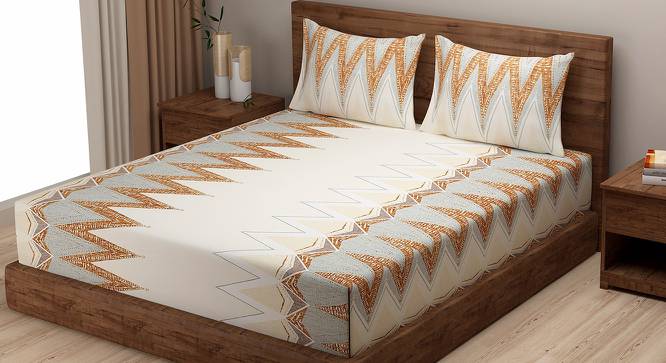 Baccarin Bedsheet Set (Beige, Regular Bedsheet Type, Queen Size) by Urban Ladder - Cross View Design 1 - 413859