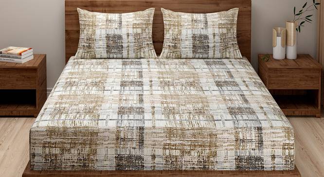Emily Bedsheet Set (Brown, Fitted Bedsheet Type, Queen Size) by Urban Ladder - Front View Design 1 - 413912