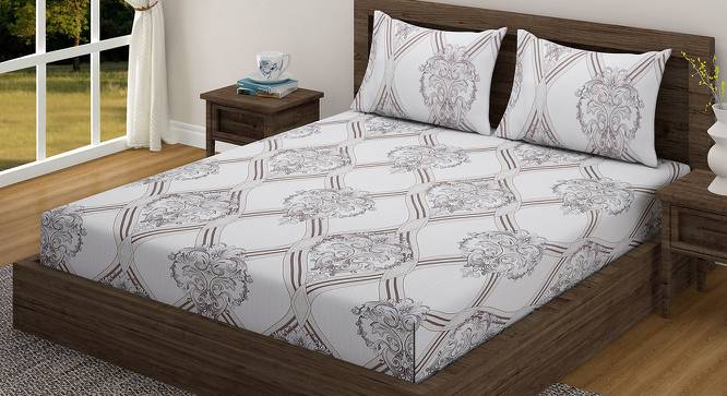 Eliot Bedsheet Set (White, Fitted Bedsheet Type, Queen Size) by Urban Ladder - Cross View Design 1 - 413914