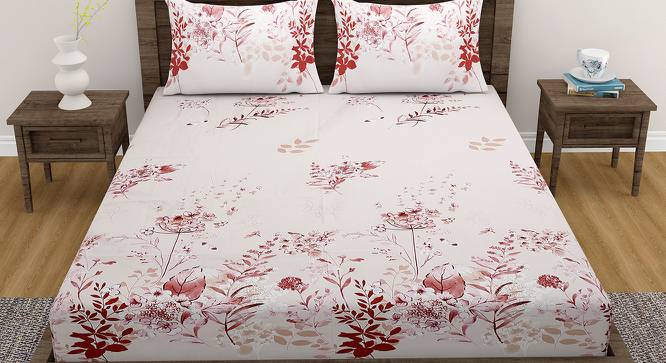 Jhumpa Bedsheet Set (Pink, Fitted Bedsheet Type, Queen Size) by Urban Ladder - Front View Design 1 - 413990