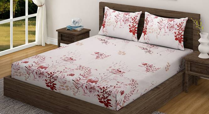 Jhumpa Bedsheet Set (Pink, Fitted Bedsheet Type, Queen Size) by Urban Ladder - Cross View Design 1 - 413995