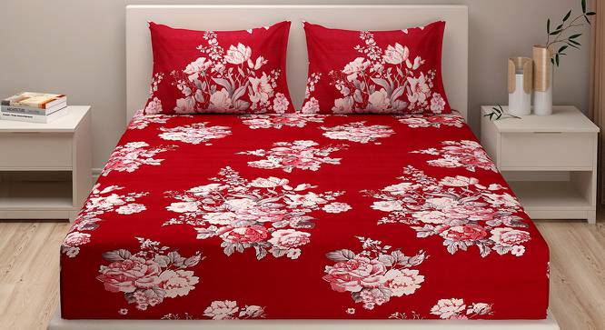 Marianne Bedsheet Set (Red, Fitted Bedsheet Type, Queen Size) by Urban Ladder - Front View Design 1 - 414042