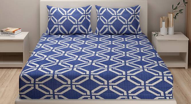 Maryse Bedsheet Set (Blue, Regular Bedsheet Type, King Size) by Urban Ladder - Front View Design 1 - 414072