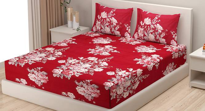Marianne Bedsheet Set (Red, Regular Bedsheet Type, Queen Size) by Urban Ladder - Cross View Design 1 - 414073