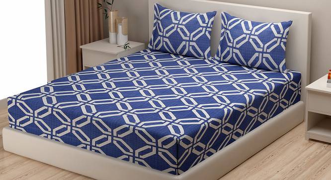 Maryse Bedsheet Set (Blue, Regular Bedsheet Type, King Size) by Urban Ladder - Cross View Design 1 - 414075