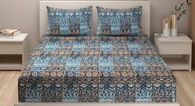 Maury Bedsheet Set (Blue, Regular Bedsheet Type, King Size) by Urban Ladder - Front View Design 1 - 414117