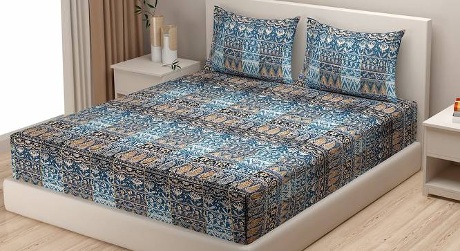 Maury Bedsheet Set (Blue, Regular Bedsheet Type, King Size) by Urban Ladder - Cross View Design 1 - 414119