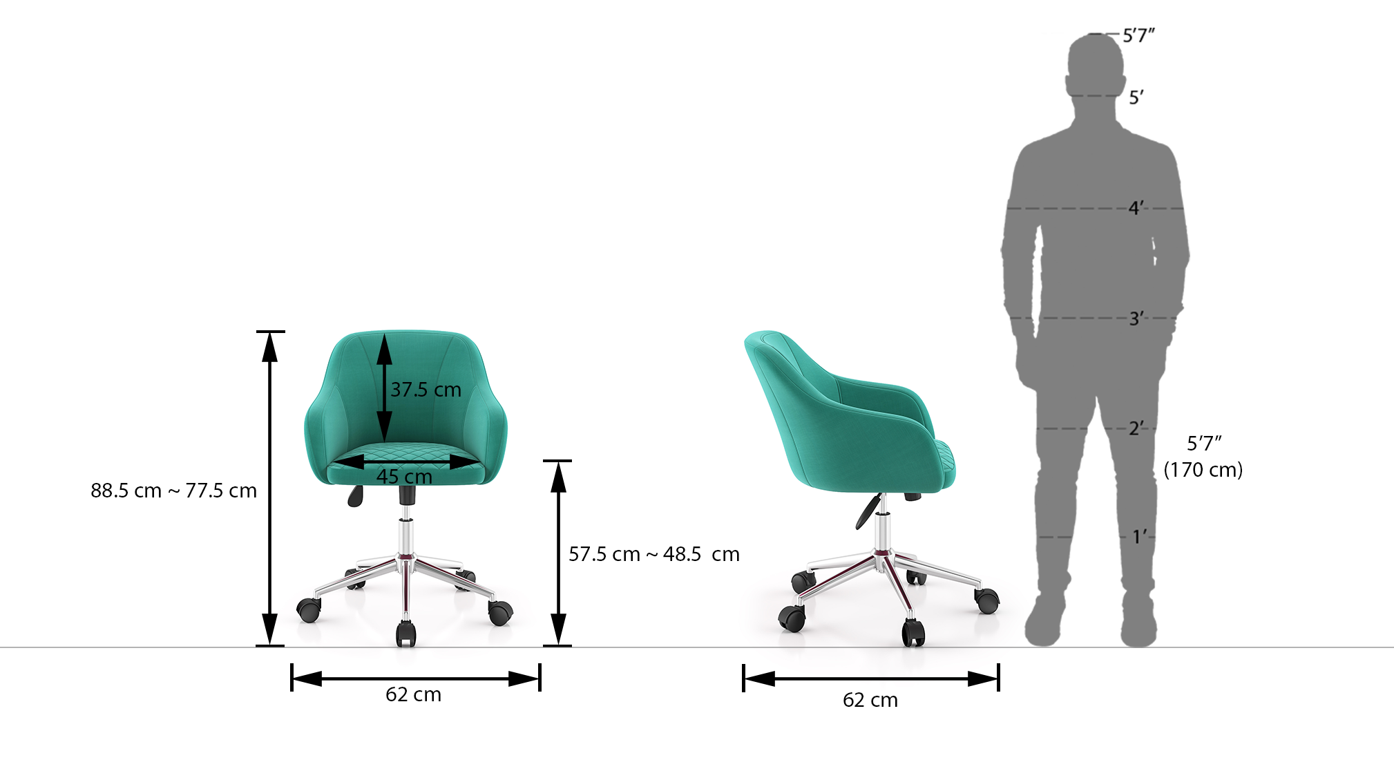 Ferris study chair colour  aqua blue 5