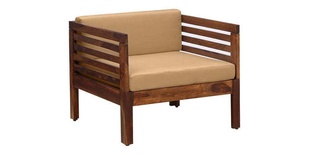 Antonio Wooden Sofa (Provincial Teak) (1-seater Custom Set - Sofas, None Standard Set - Sofas, Fabric Sofa Material, Regular Sofa Size, Regular Sofa Type, PROVINCIAL TEAK) by Urban Ladder - - 