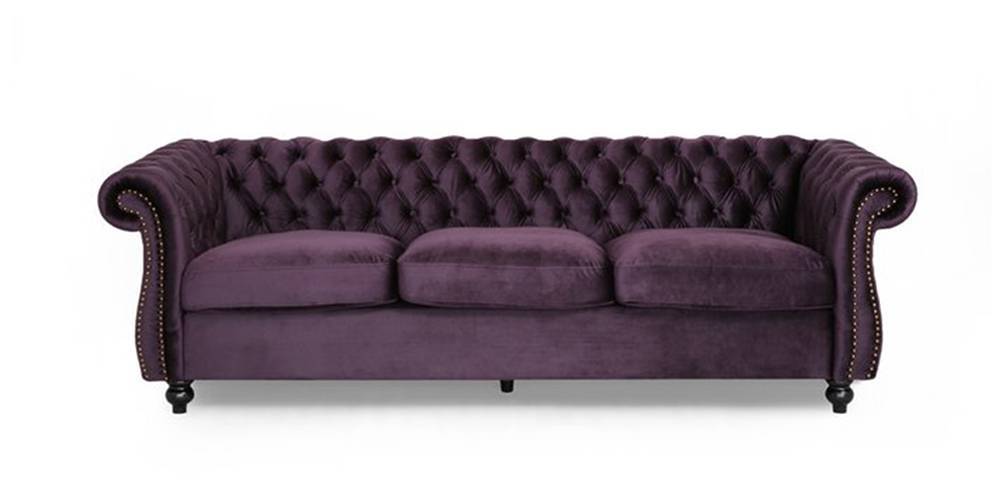 Sicily Fabric Sofa(Purple) (Purple, 3-seater Custom Set - Sofas, None Standard Set - Sofas, Fabric Sofa Material, Regular Sofa Size, Regular Sofa Type) by Urban Ladder - - 
