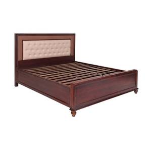 All Beds Design Georgia Solid Wood King Size Hydraulic Storage Bed in Walnut Finish