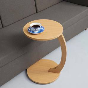 Coffee Table Design Sleek Round Portable End Table (Light Brown, Light Brown Finish)