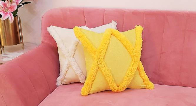 Caile Cushion Cover (Yellow, 30 x 30 cm  (12" X 12") Cushion Size) by Urban Ladder - Front View Design 1 - 415547