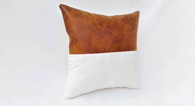Ayonna Cushion Cover (35.5 x 35.5 cm  (14" X 14") Cushion Size, Brown & White) by Urban Ladder - Cross View Design 1 - 415632