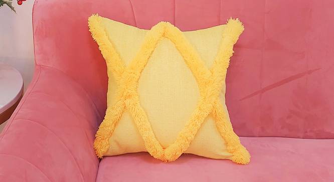 Caile Cushion Cover (Yellow, 30 x 30 cm  (12" X 12") Cushion Size) by Urban Ladder - Cross View Design 1 - 415655