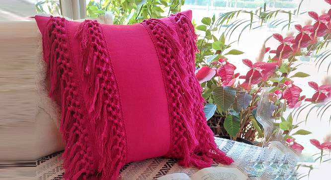 Carlotta Cushion Cover (Pink, 41 x 41 cm  (16" X 16") Cushion Size) by Urban Ladder - Front View Design 1 - 415866