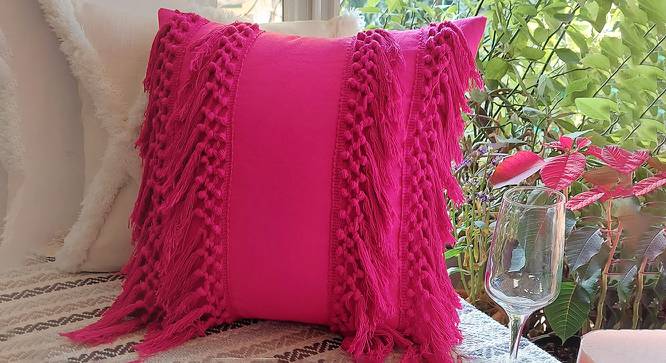 Carlotta Cushion Cover (Pink, 46 x 46 cm  (18" X 18") Cushion Size) by Urban Ladder - Cross View Design 1 - 415941