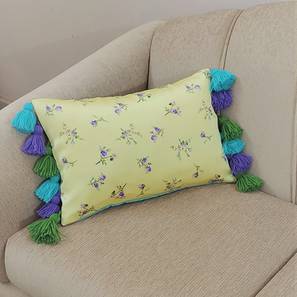 Floral Cushion Covers Design Florian Cushion Cover (Yellow, 56 x 56 cm  (22" X 22") Cushion Size)
