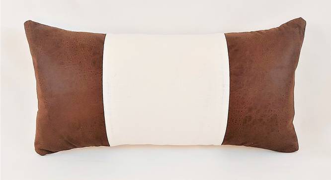 Karyna Cushion Cover (30 x 30 cm  (12" X 12") Cushion Size, Brown & White) by Urban Ladder - Front View Design 1 - 416428