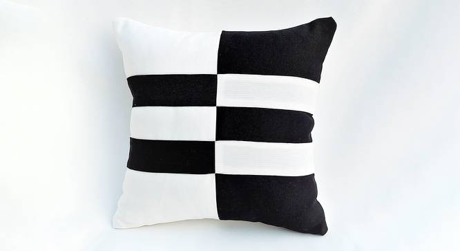 Valeria Cushion Cover (41 x 41 cm  (16" X 16") Cushion Size, Black & White) by Urban Ladder - Front View Design 1 - 417867