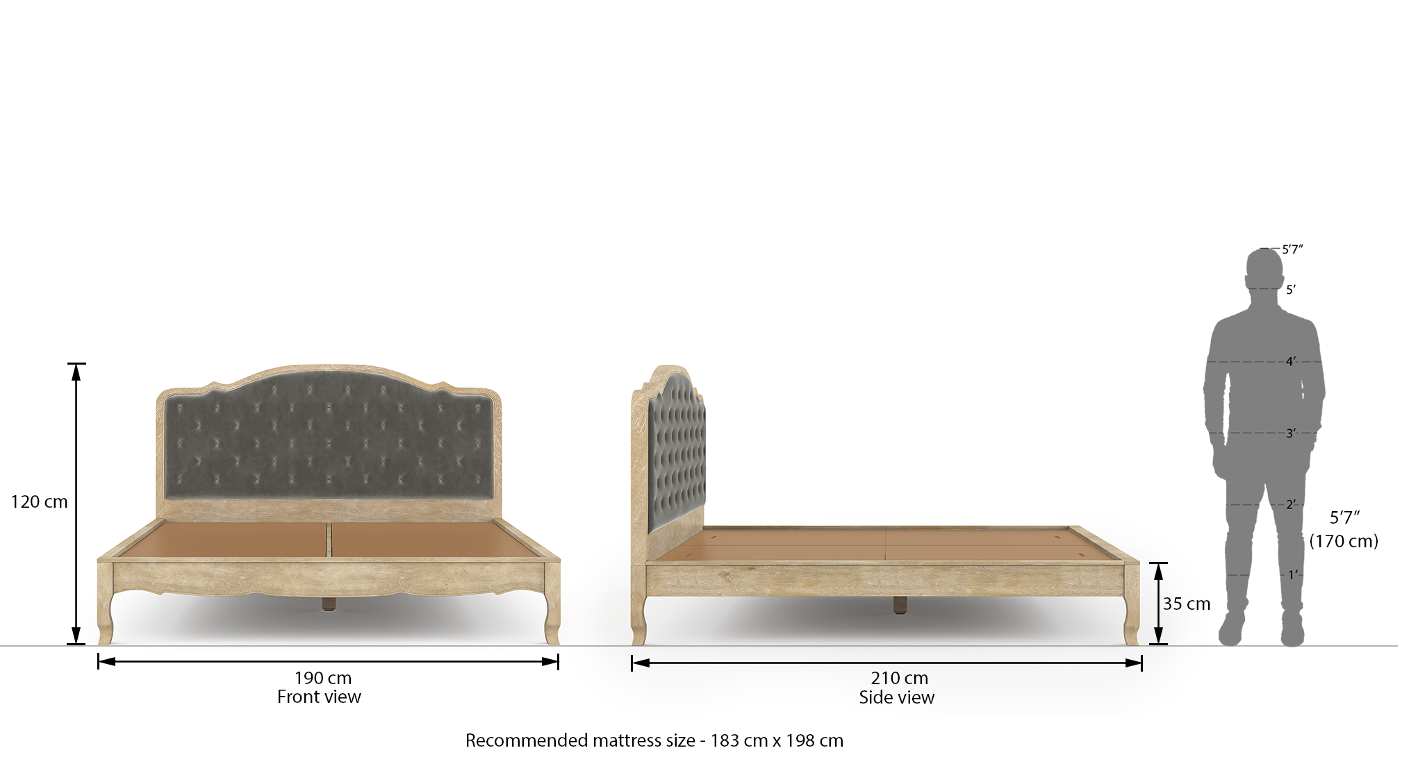 Helena upholstered king size bed natural 6
