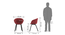 Poulain Accent Chair (Red, Fabric Seat) by Urban Ladder - Dimension Design 1 - 
