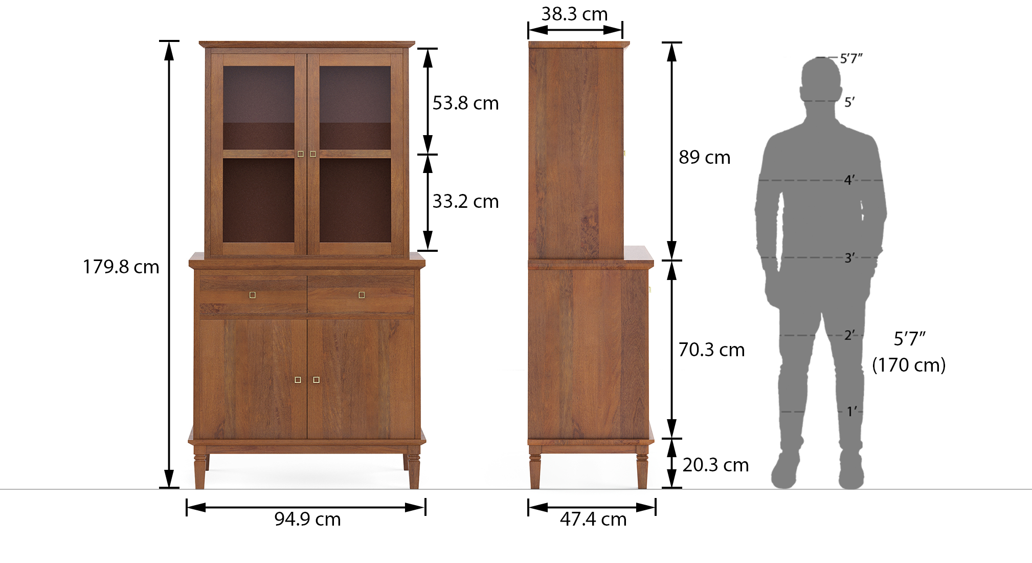 Malabar tall crockery unit amber walnut 7