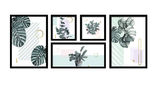 Tabitha Wall Art Set of 5 (Grey) by Urban Ladder - Front View Design 1 - 420470