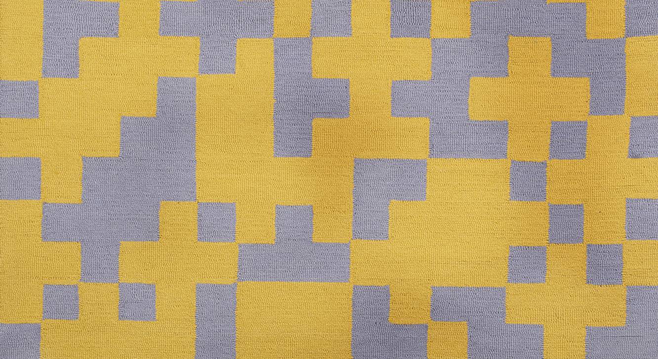 Yellow Geometric Hand Tufted Wool 8 X 5 Feet Carpet Urban Ladder