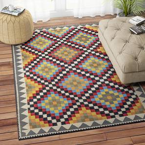 Dhurries Design Multicolor Geometric Hand Woven Wool Dhurrie