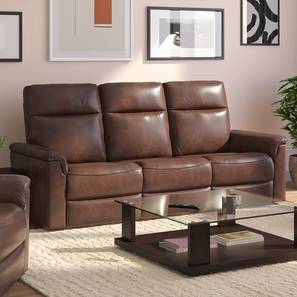 3 Seater Recliners Design Barnes Fabric Three Seater Recliner in Tuscan Brown Colour