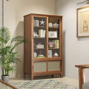 Book Rack Design Fujiwara Bookshelf/Display Cabinet (75-book capacity) (Amber Walnut Finish)