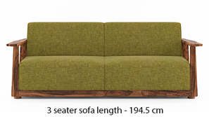 Serra Wooden Sofa - Teak Finish (Green Olivia)