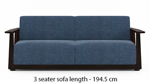 Serra Wooden Sofa - Mahogany Finish (Midnight Blue)