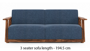 Serra Wooden Sofa - Teak Finish (Midnight Blue)