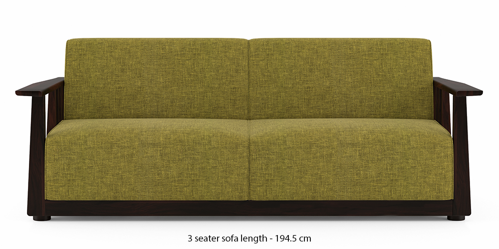 Serra Wooden Sofa - Mahogany Finish (Green Olivia) by Urban Ladder - - 