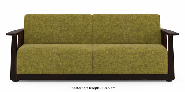 Serra Wooden Sofa - Mahogany Finish (Green Olivia) (1-seater Custom Set - Sofas, None Standard Set - Sofas, Fabric Sofa Material, Regular Sofa Size, Regular Sofa Type, Green Olivia)