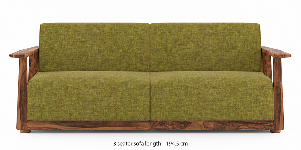 Serra Wooden Sofa - Teak Finish (Green Olivia) by Urban Ladder - - 