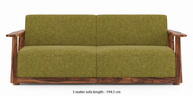 Serra Wooden Sofa - Teak Finish (Green Olivia) (1-seater Custom Set - Sofas, None Standard Set - Sofas, Fabric Sofa Material, Regular Sofa Size, Regular Sofa Type, Green Olivia)